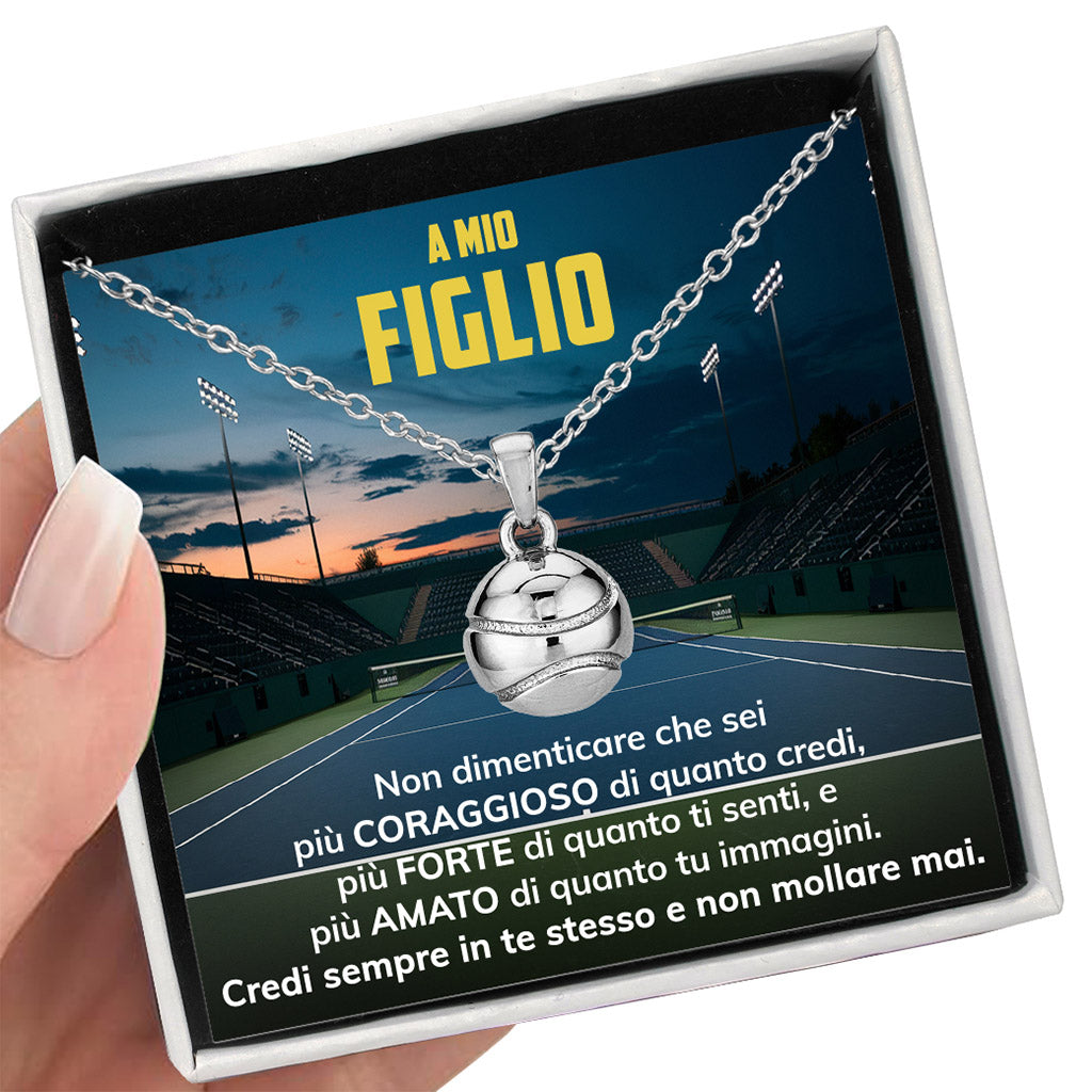 TennisBoy™ Collana palla da tennis con dedica "A mio figlio"