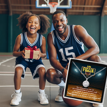 BasketGirl™ Collana palla da Basket con dedica "A mia figlia"