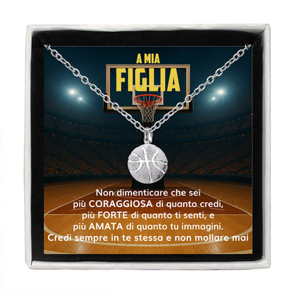BasketGirl™ Collana palla da Basket con dedica "A mia figlia"