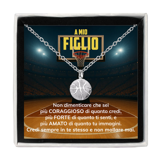 BasketBoy™ Collana palla da Basket con dedica "A mio figlio"