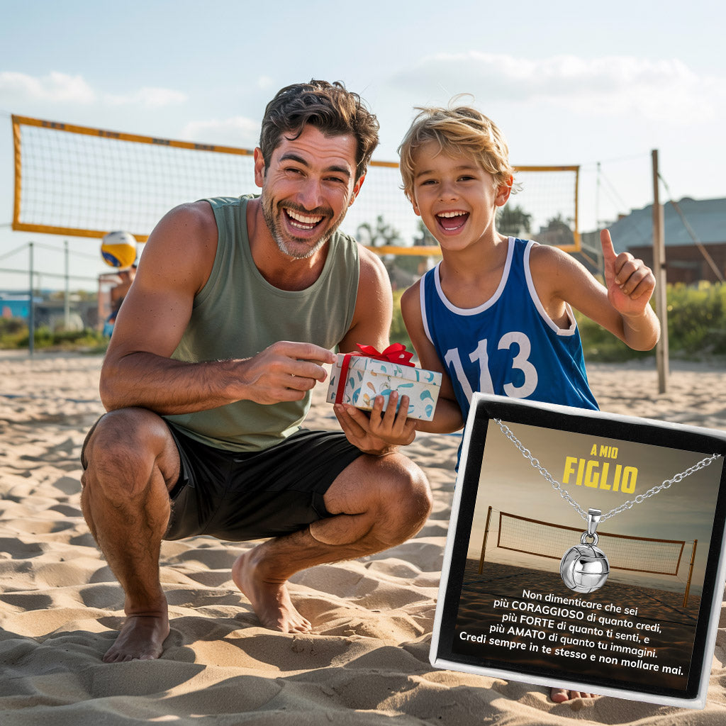 BeachBoy™ Collana palla da Beach Volley con dedica "A mio figlio"