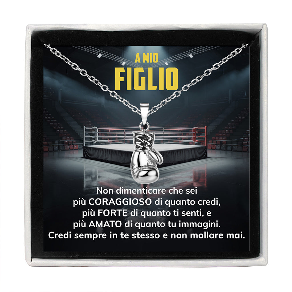 BoxeBoy™ Collana Guantone da Boxe con Dedica "A mio figlio"