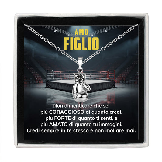 BoxeBoy™ Collana Guantone da Boxe con Dedica "A mio figlio"