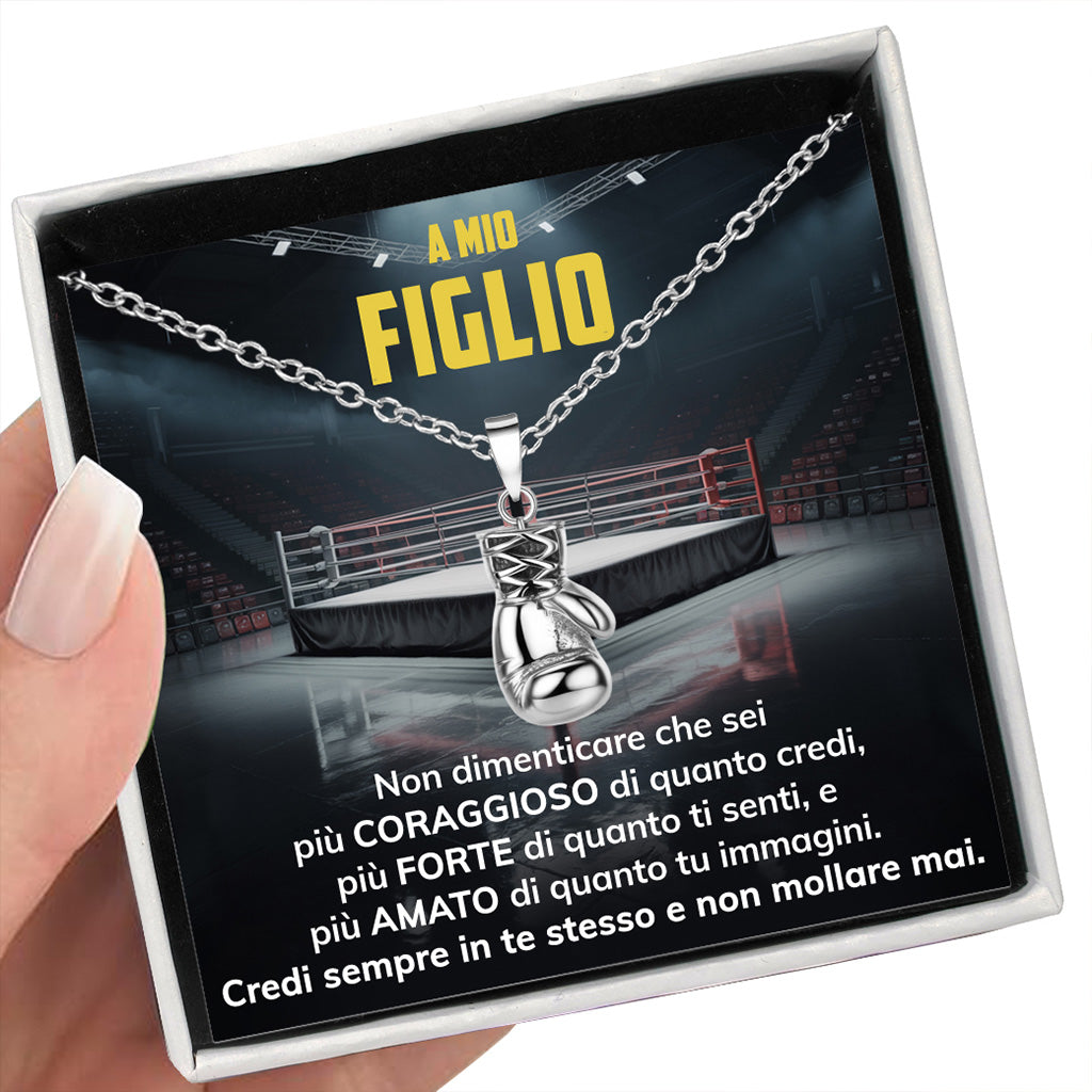 BoxeBoy™ Collana Guantone da Boxe con Dedica "A mio figlio"