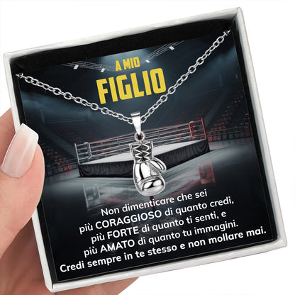 BoxeBoy™ Collana Guantone da Boxe con Dedica "A mio figlio"