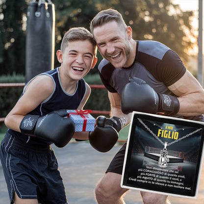 BoxeBoy™ Collana Guantone da Boxe con Dedica "A mio figlio"