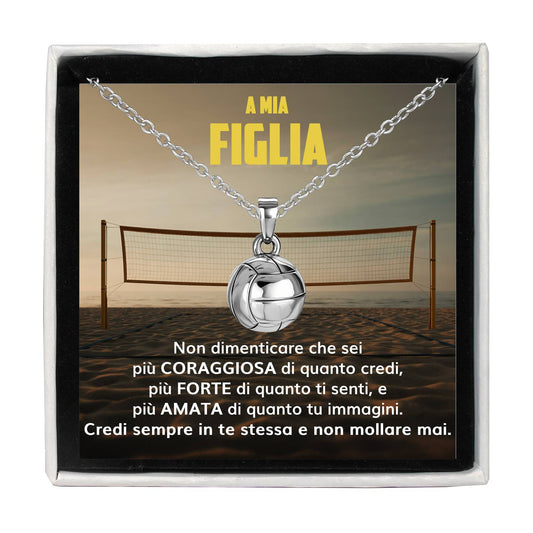 BeachGirl™ Collana palla da Beach Volley con dedica "A mia figlia"