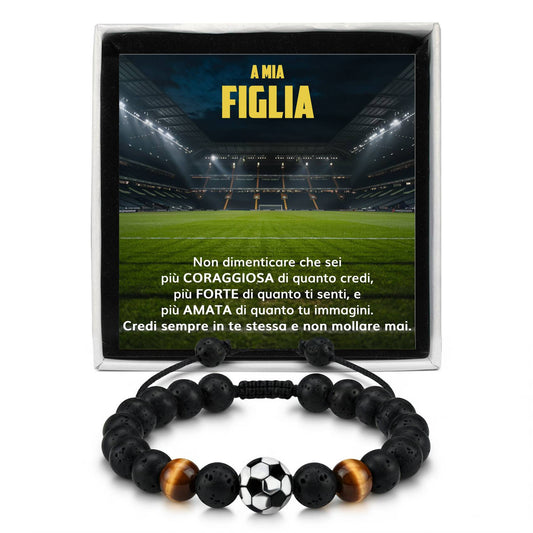GoalGirl™ Bracciale regolabile pallone da Calcio con dedica "A mia figlia"