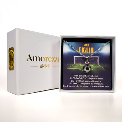 GoalBoy™ Collana pallone da Calcio con dedica "A mio figlio" (COD)
