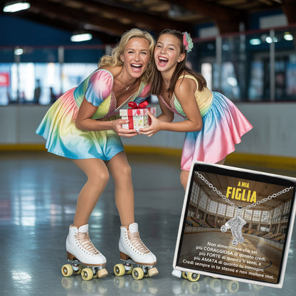 SkateGirl™: Pattini a Rotelle Argento con dedica “A mia figlia”
