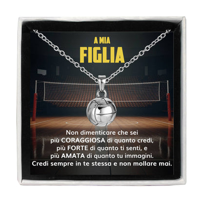VolleyGirl™ Collana palla da pallavolo con dedica “A mia figlia”