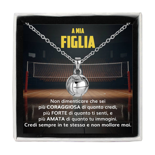 VolleyGirl™ Collana palla da pallavolo con dedica “A mia figlia”