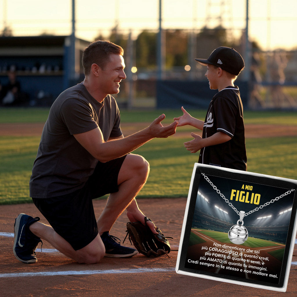 BaseBoy™ Collana palla da Baseball con dedica "A mio figlio"