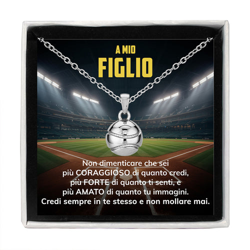 BaseBoy™ Collana palla da Baseball con dedica "A mio figlio"