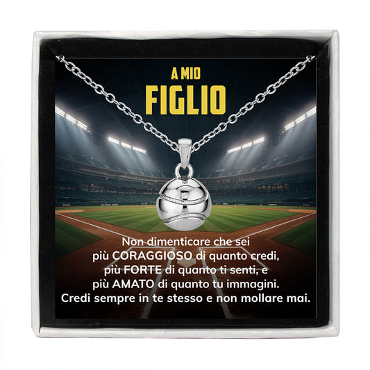 BaseBoy™ Collana palla da Baseball con dedica "A mio figlio"