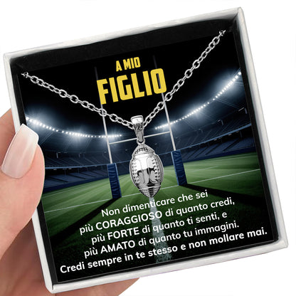 MetaBoy™ Collana pallone da Rugby con dedica "A mio figlio"
